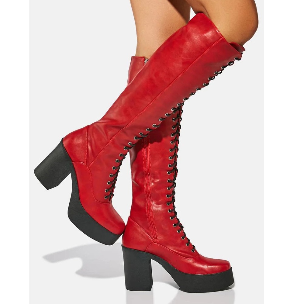 Lamoda Vegan Leather Love Seize the Power Platform Boots